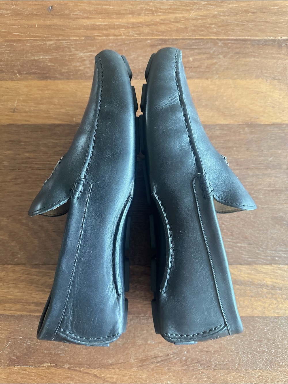 Bally Men’s Black Leather Driving Loafers Moccasins Slip On Shoes Luxury Size 8 - Picture 7 of 9